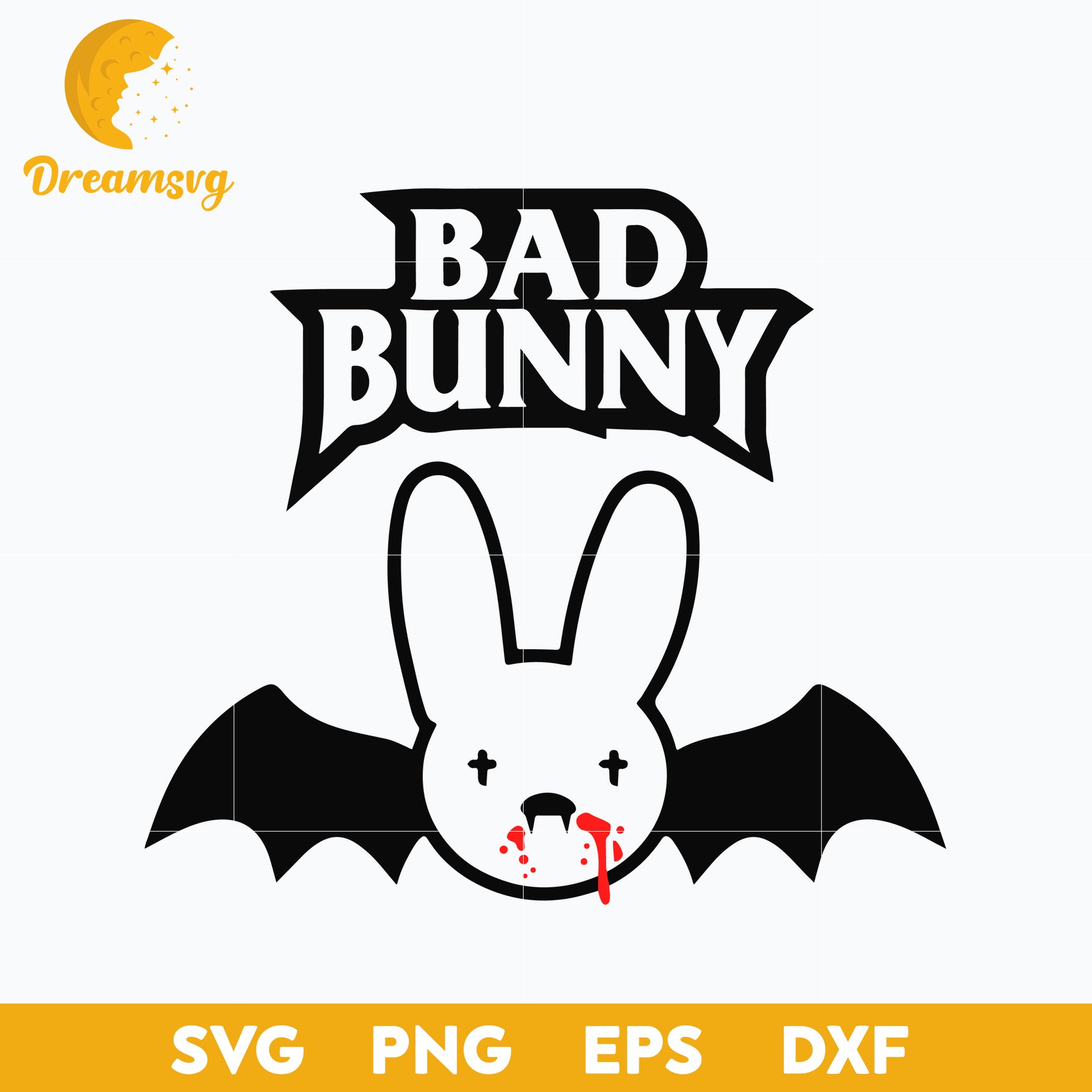 Bat Bad Bunny Halloween Logo svg