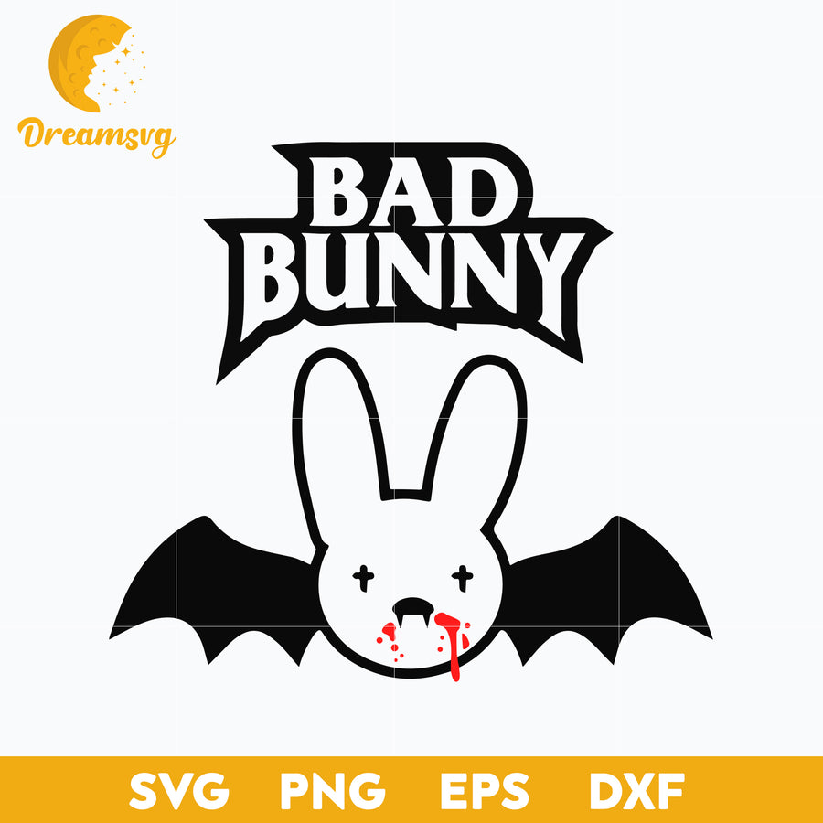 Bat Bad Bunny Halloween Logo svg