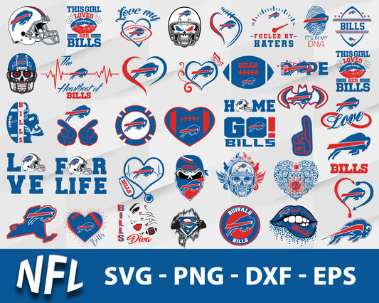 Buffalo Bills Svg Bundle, Buffalo Bills Svg, Sport Svg, Nfl Svg, Png, Dxf, Eps Digital File.