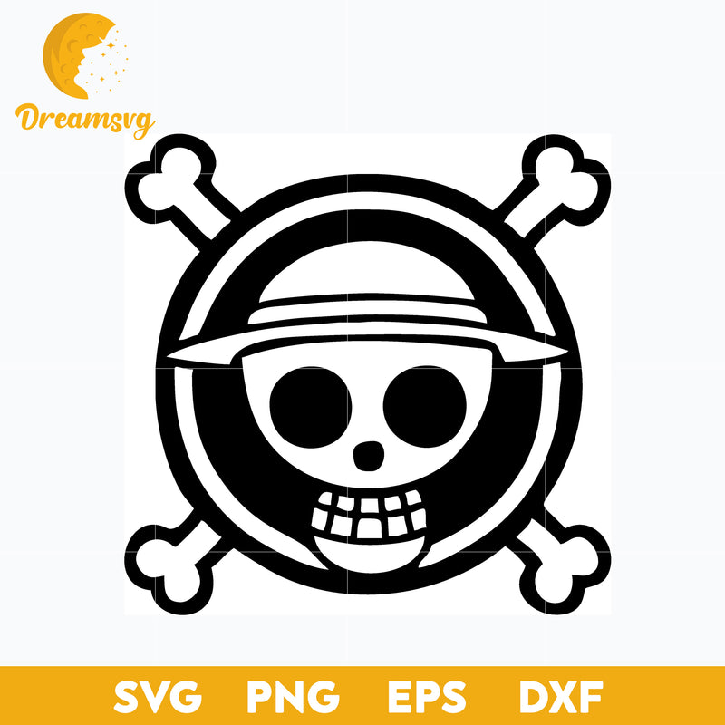 Black White Logo One Piece Svg, Logo One Piece Svg, Skull Logo Svg, Pirate Svg, file for cricut, Anime svg, png, eps, dxf digital download