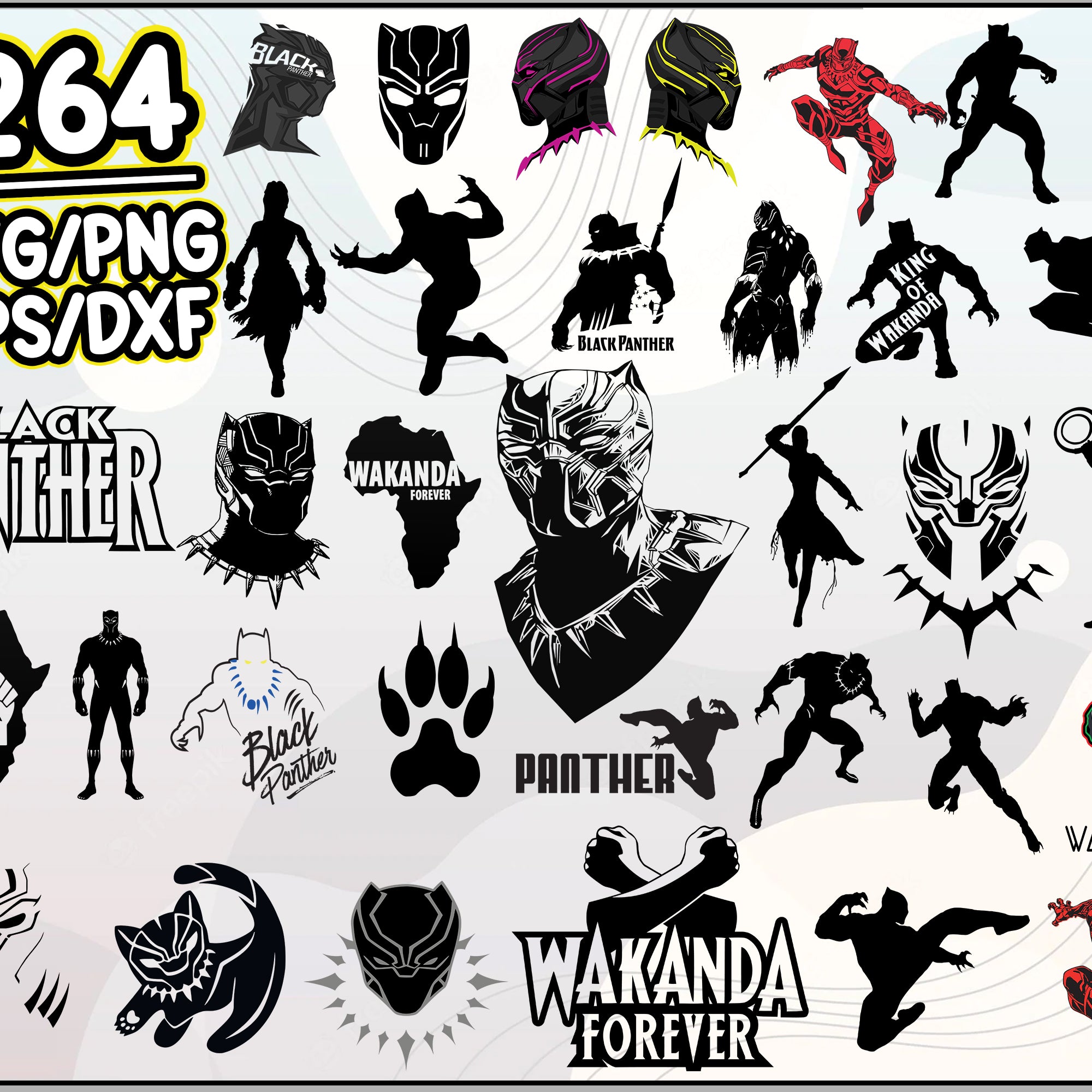 264+ Black Panther SVG Bundle, Black Panther SVG, Marvel, Wakanda SVG, Cartoon svg, png, dxf, eps digital file