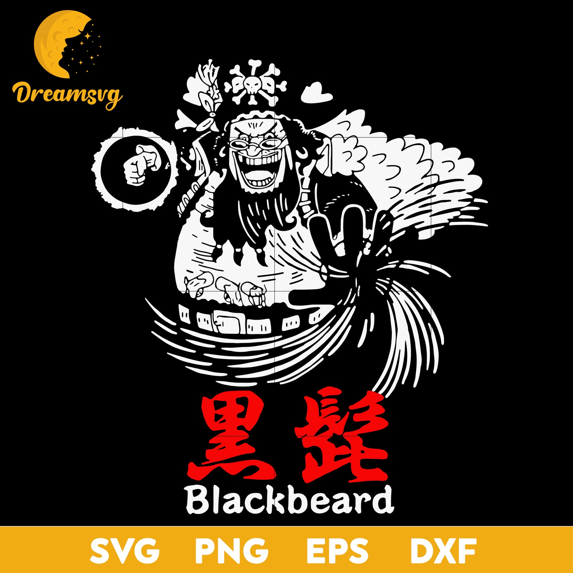 Blackbeard One Piece SVG, Blackbeard SVG, One Piece Anime SVG, file for cricut, Anime svg, png, eps, dxf digital download