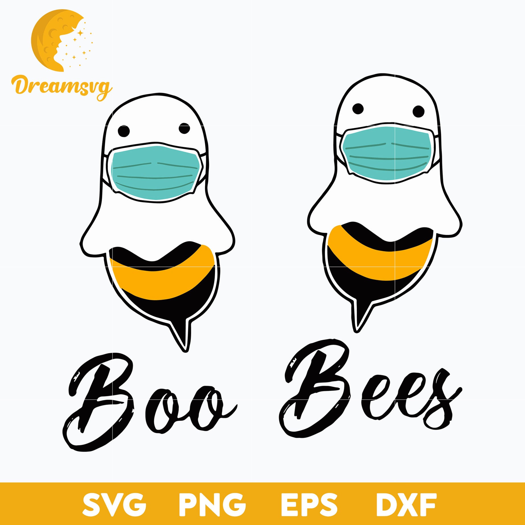 Boo Bees Halloween Face Mask svg