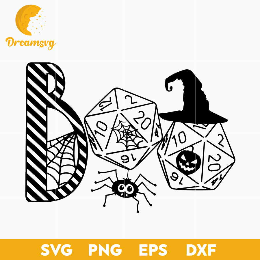 Boo Roll D20 Dnd Halloween svg