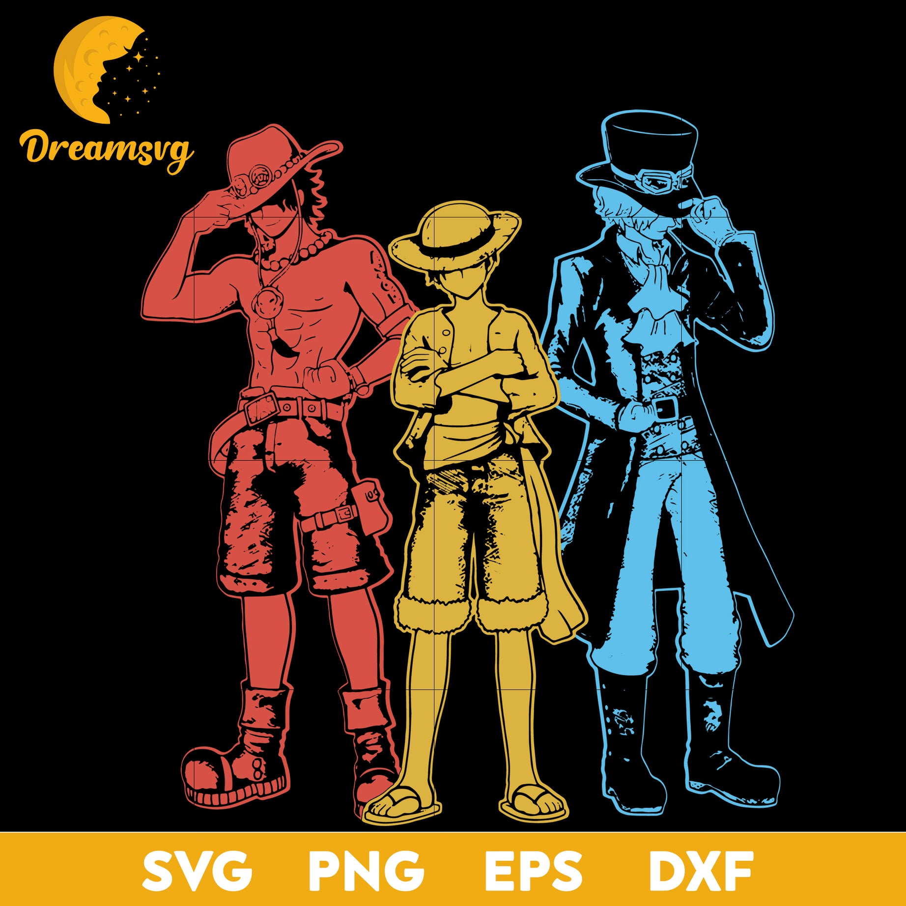 Brothers One Piece Svg, Luffy One Piece Svg, Luffy Svg, One Piece Anime Svg, file for cricut, Anime svg, png, eps, dxf digital download