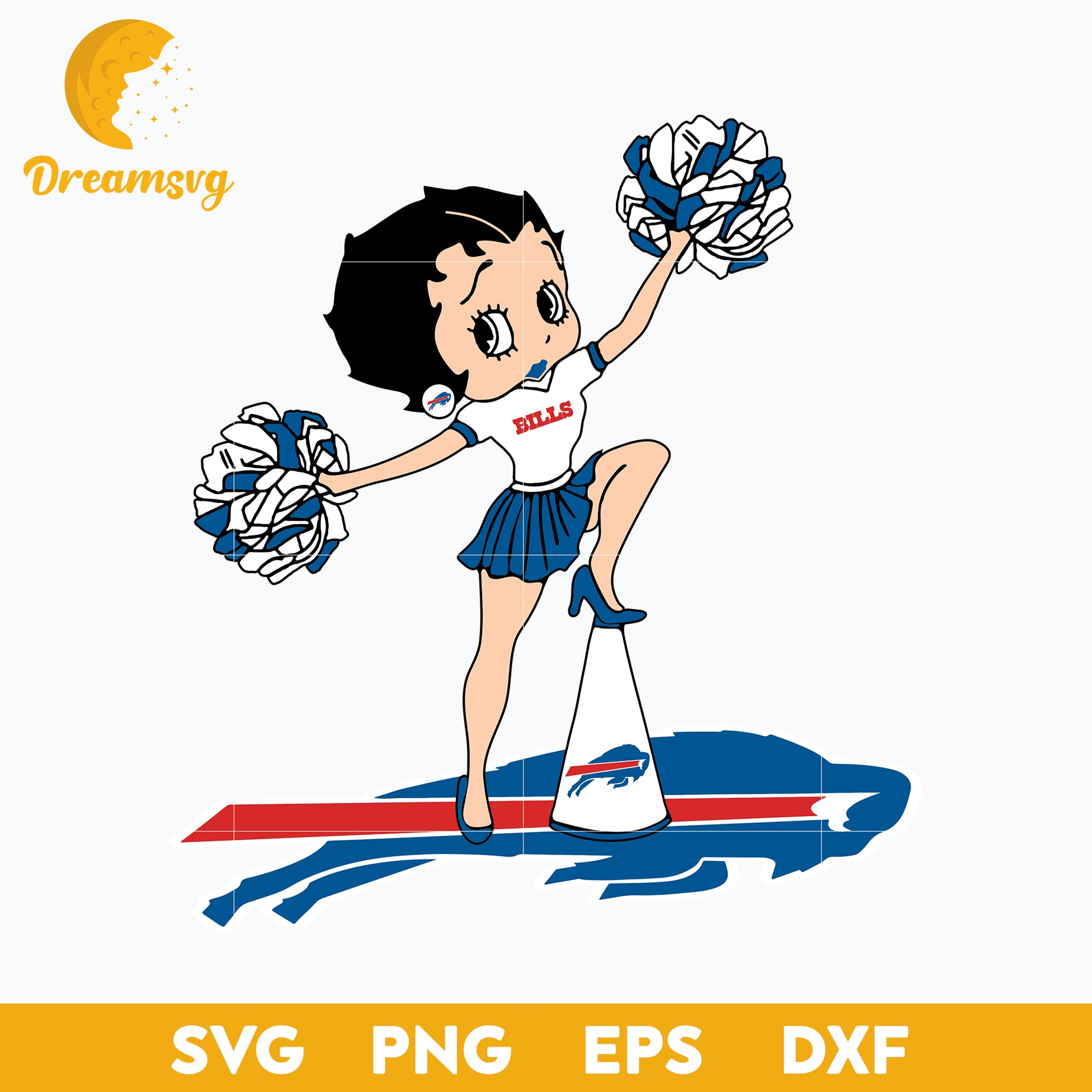 Buffalo Bills Betty Boop Cheerleader Nfl Svg, Buffalo Bills Svg, Sport Svg, Nfl Svg, Png, Dxf, Eps Digital File.