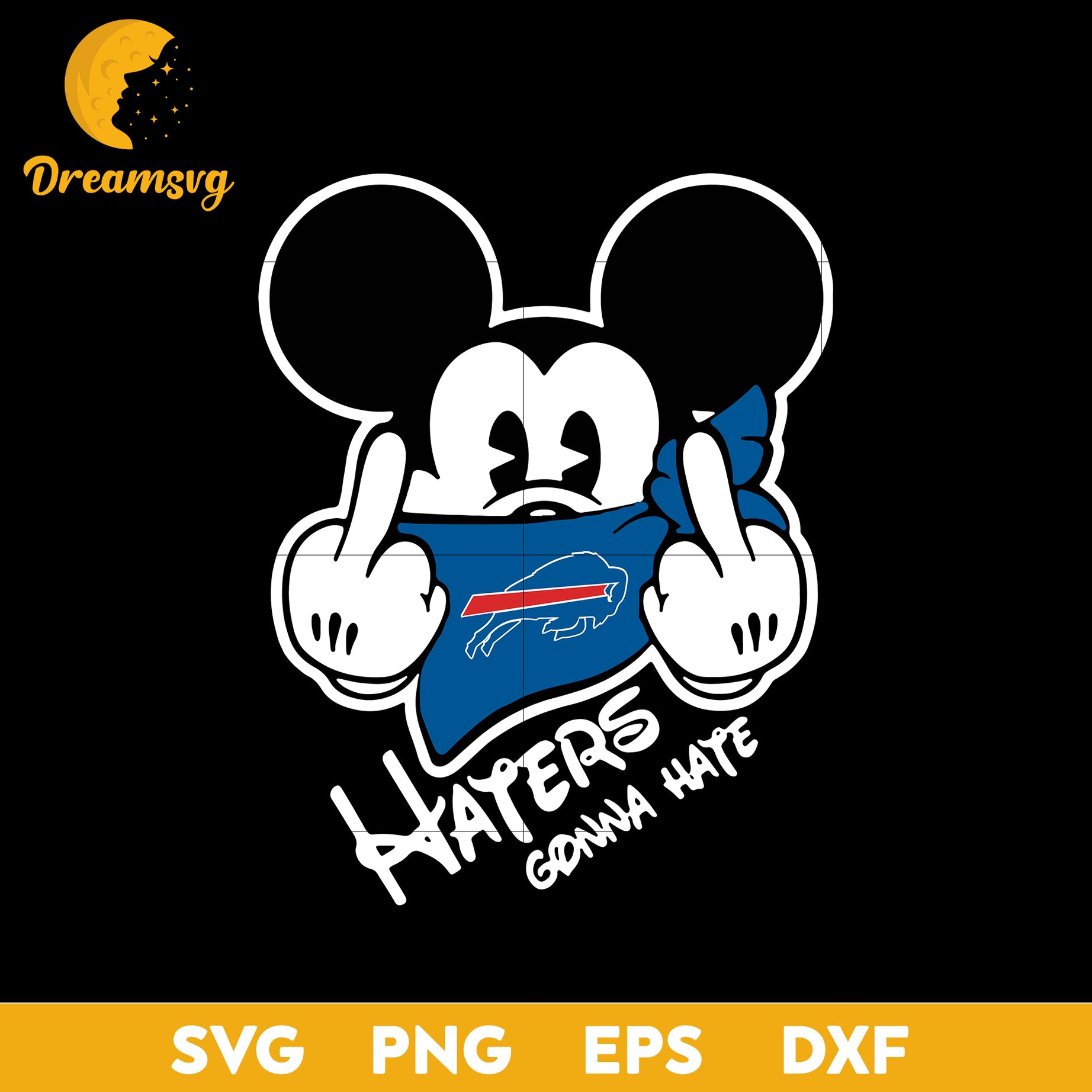 Buffalo Bills, Mickey, Haters Gonna Hate Svg, Nfl Svg, Png, Dxf, Eps Digital File.