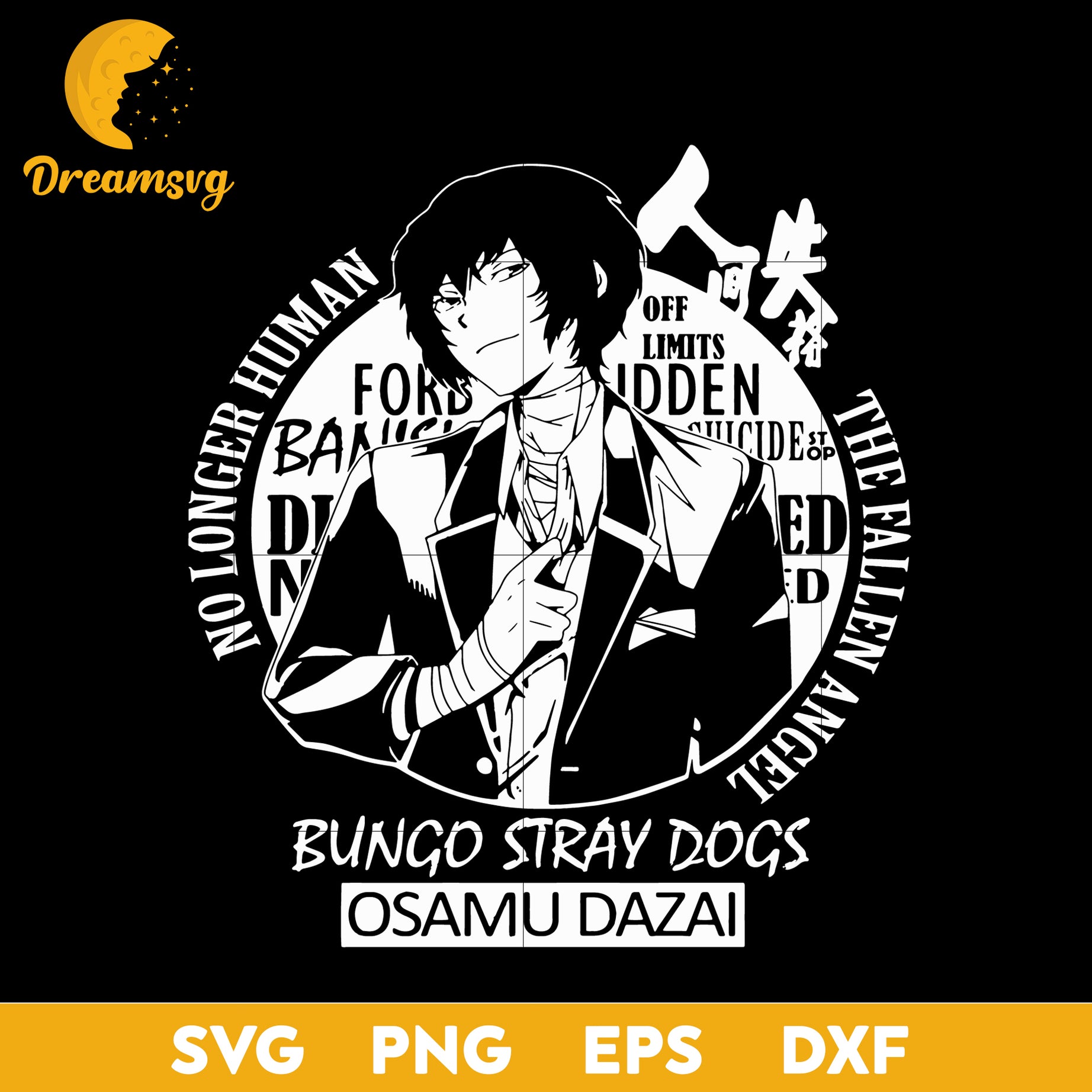 Bungou Stray Dogs Svg, Osamu Dazai Svg, No Longer Human Svg, file for cricut, Anime svg, png, eps, dxf digital download