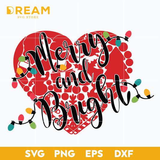 Merry and bring heart christmas svg, Christmas svg, png, dxf, eps digital file CRM0512202L