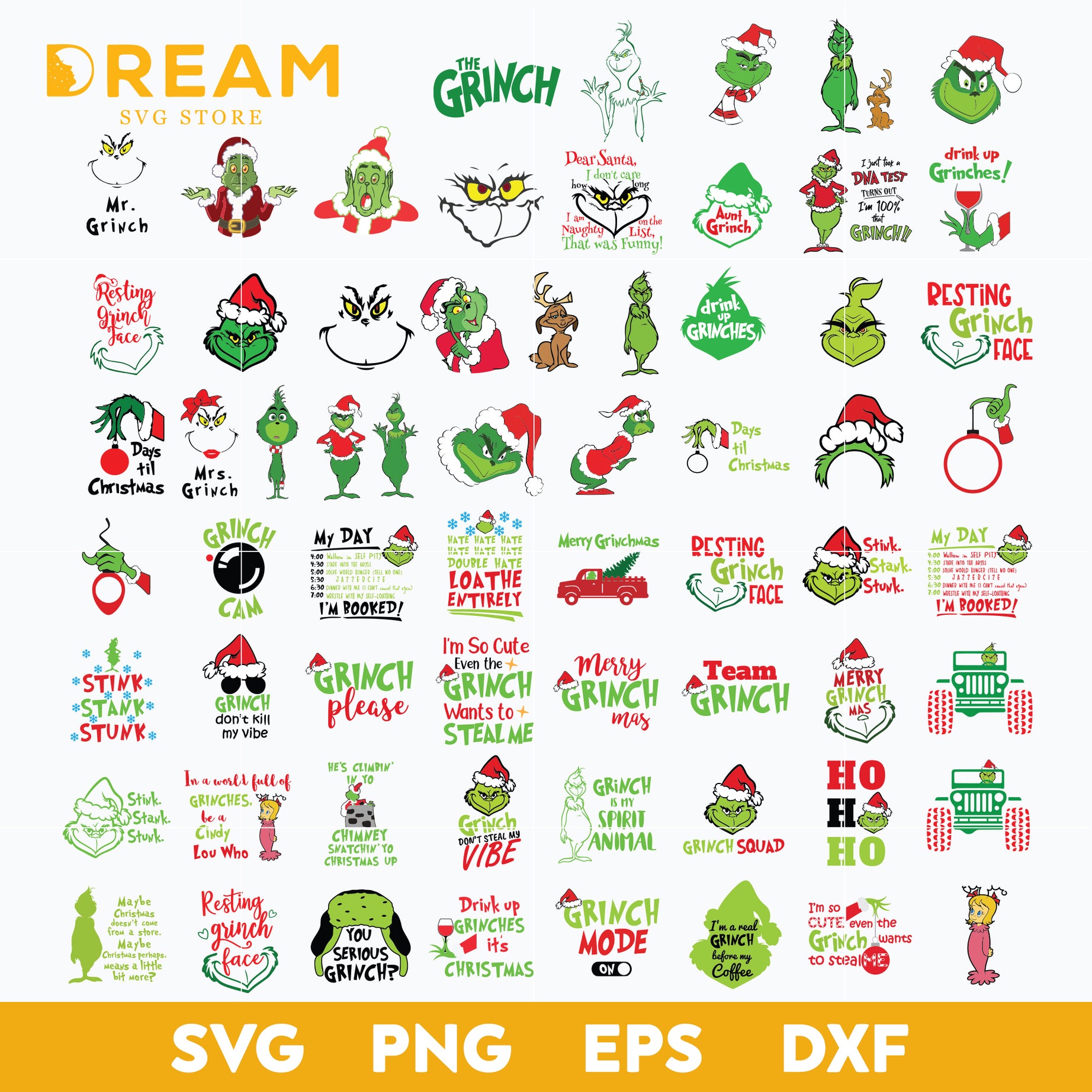 Grinch bundle svg, grinch svg, png, dxf, eps digital file CRM10112014L
