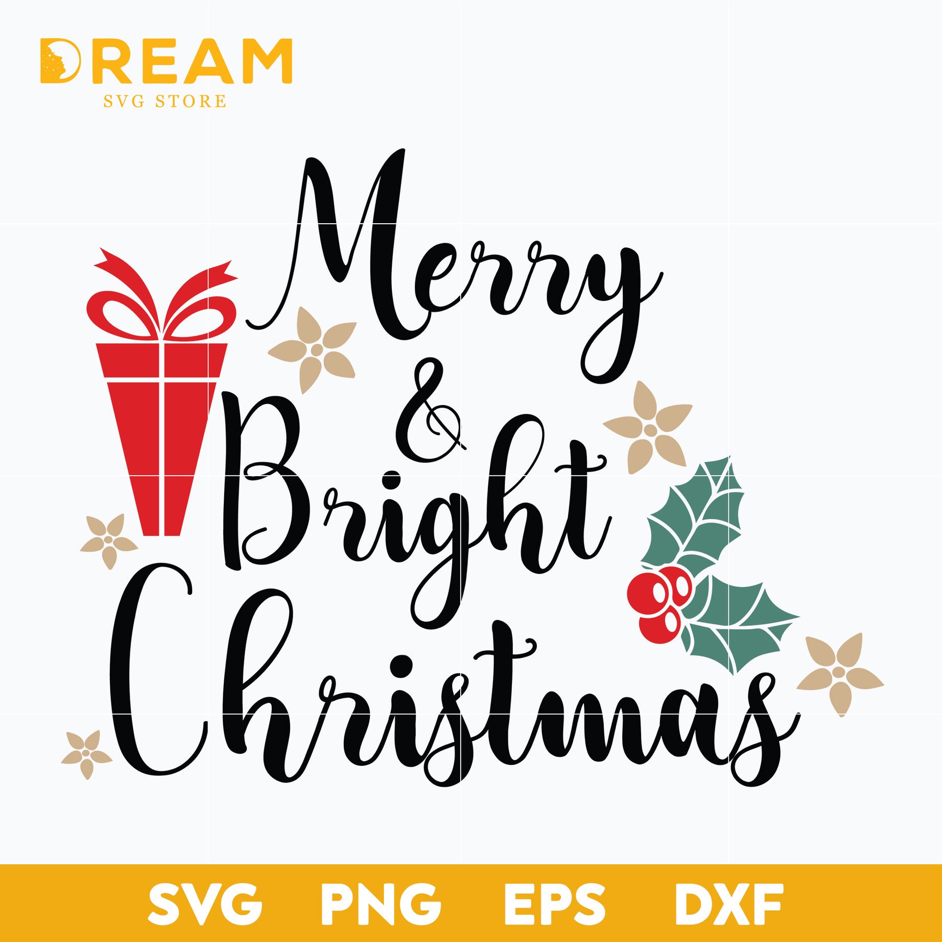 Merry and bright christmas svg, Christmas svg, png, dxf, eps digital file CRM12122019L
