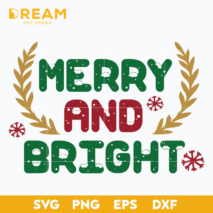 Merry and bright svg, Merry and bright svg, Christmas svg, png, dxf, eps digital file CRM12122026L