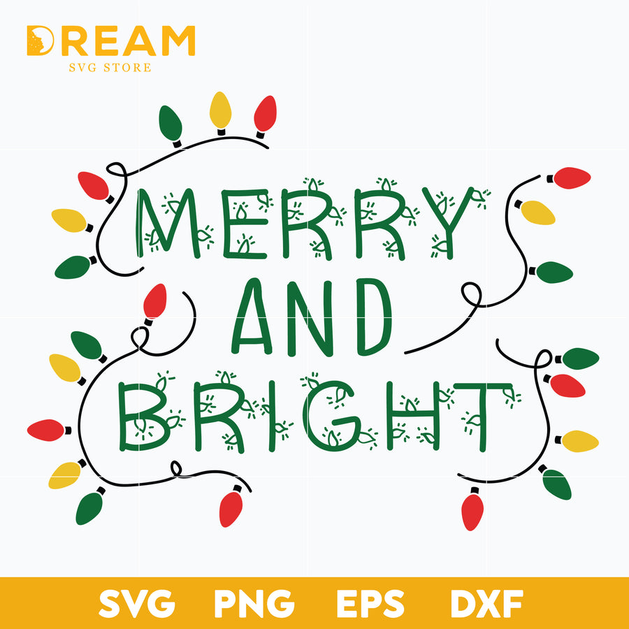 Merry and bright svg, Christmas svg, png, dxf, eps digital file CRM12122027L