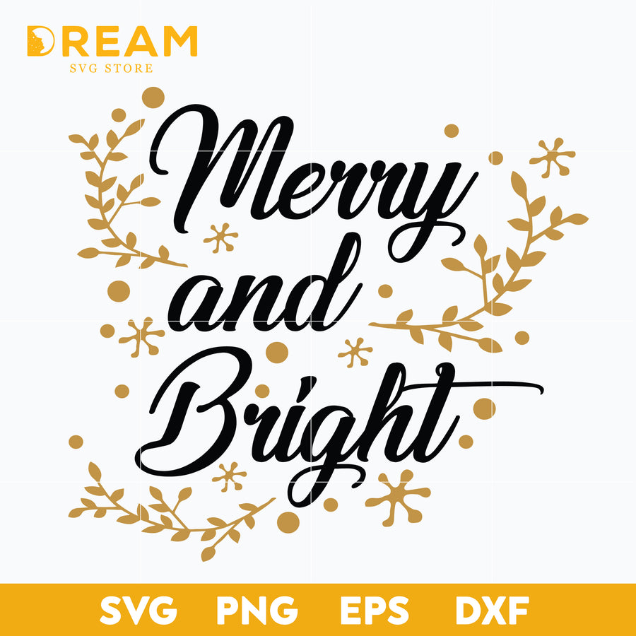 Merry and bright svg, Christmas svg, png, dxf, eps digital file CRM12122028L