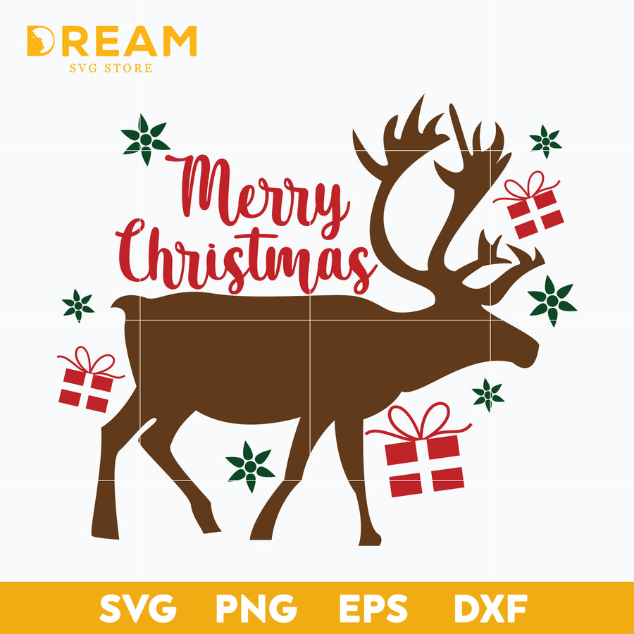 Merry Christmas SVG, Christmas Deer Svg, Christmas svg, png, dxf, eps digital file CRM12122070L