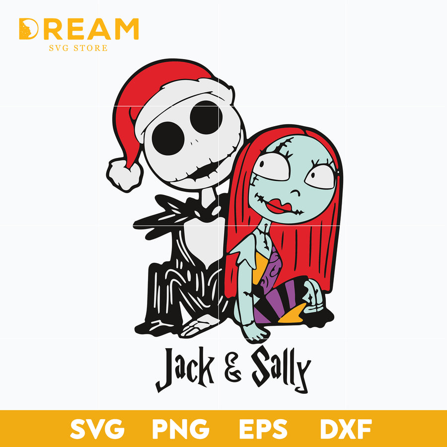 Jack skellington and sally christmas svg, Christmas svg, png, dxf, eps digital file CRM1412209L