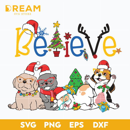 Believe dog christmas svg