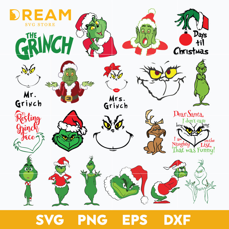 Grinch bundle svg, grinch svg, png, dxf, eps digital file CRM2910201L