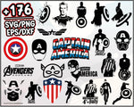 176+ Captain America Bundle SVG, Superhero Clipart Svg Bundle Layered Item, Cartoon svg, png, dxf, eps digital file