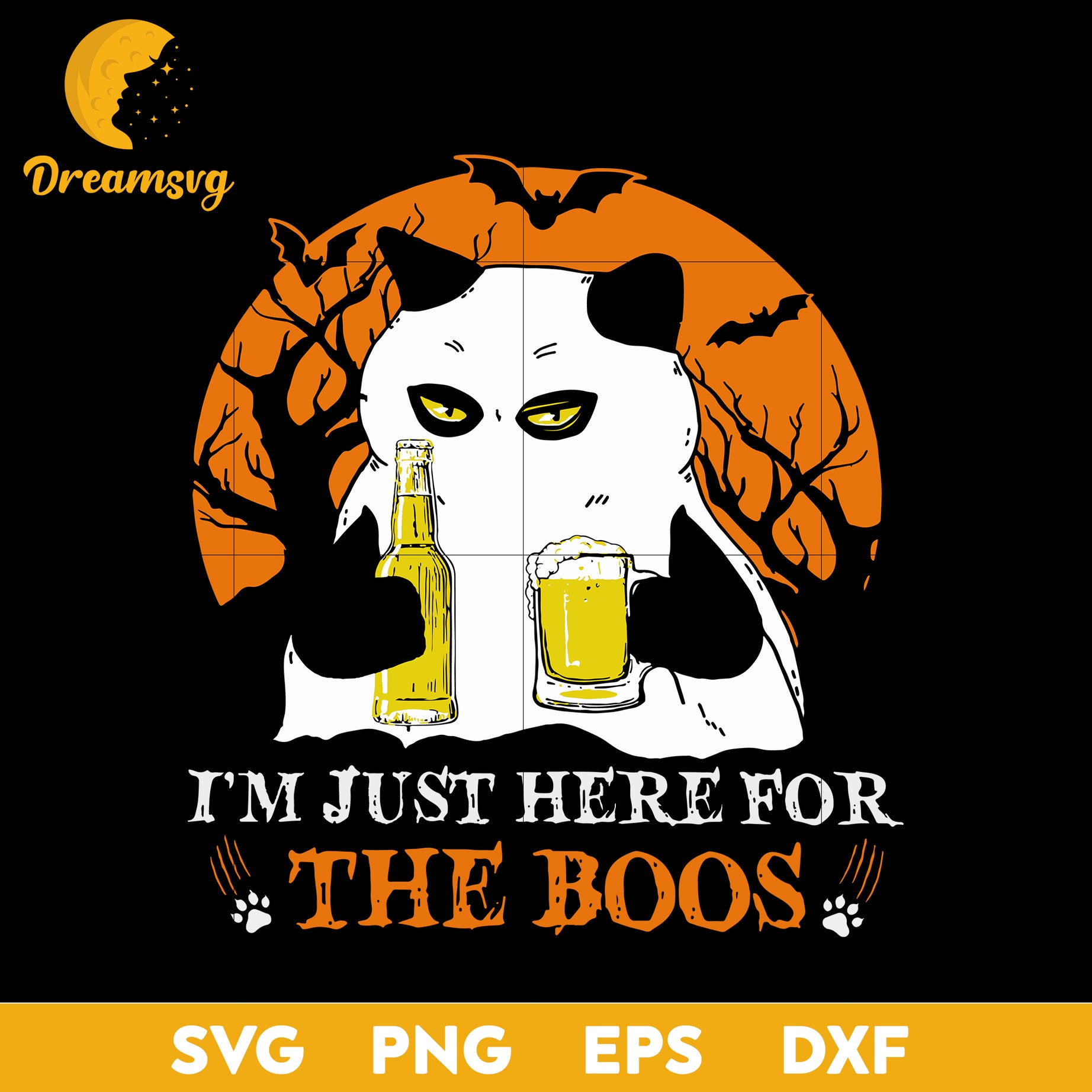 Cat Beer I'm Just Here For The Boos Halloween svg, Halloween svg, png, dxf, eps digital file.
