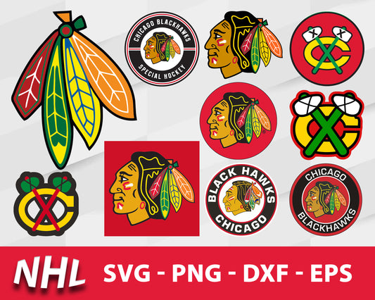 Chicago Blackhawks Svg Bundle, Chicago Blackhawks Svg, Sport Svg, Nhl Svg, Png, Dxf, Eps Digital File.