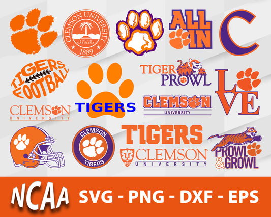 Clemson Tigers Svg Bundle, Clemson Tigers Svg, Sport Svg, Ncaa Svg, Png, Dxf, Eps Digital file.