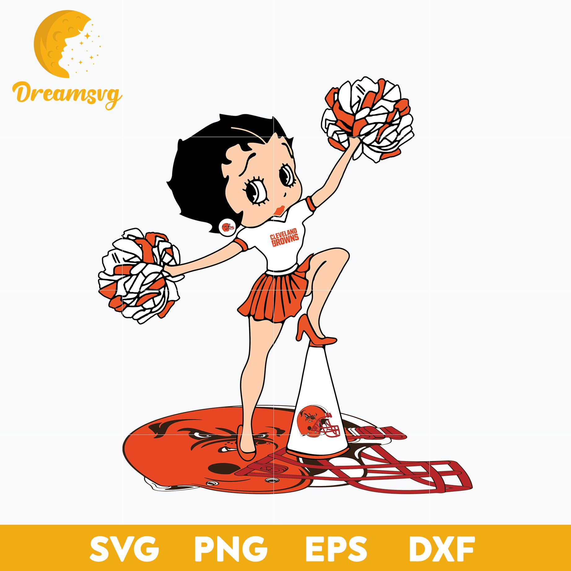 Cleveland Browns Betty Boop Cheerleader Nfl Svg, Cleveland Browns Svg, Sport Svg, Nfl Svg, Png, Dxf, Eps Digital File.