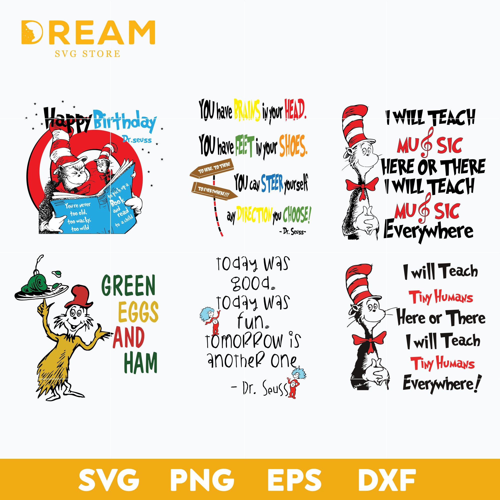 Dr seuss bundle svg, dr seuss svg, dr seuss quotes, digital file DR030