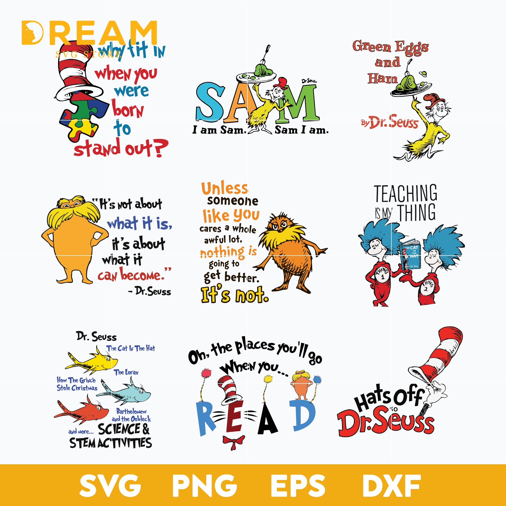 Dr seuss bundle svg, dr seuss svg, dr seuss quotes, digital file DR030 ...