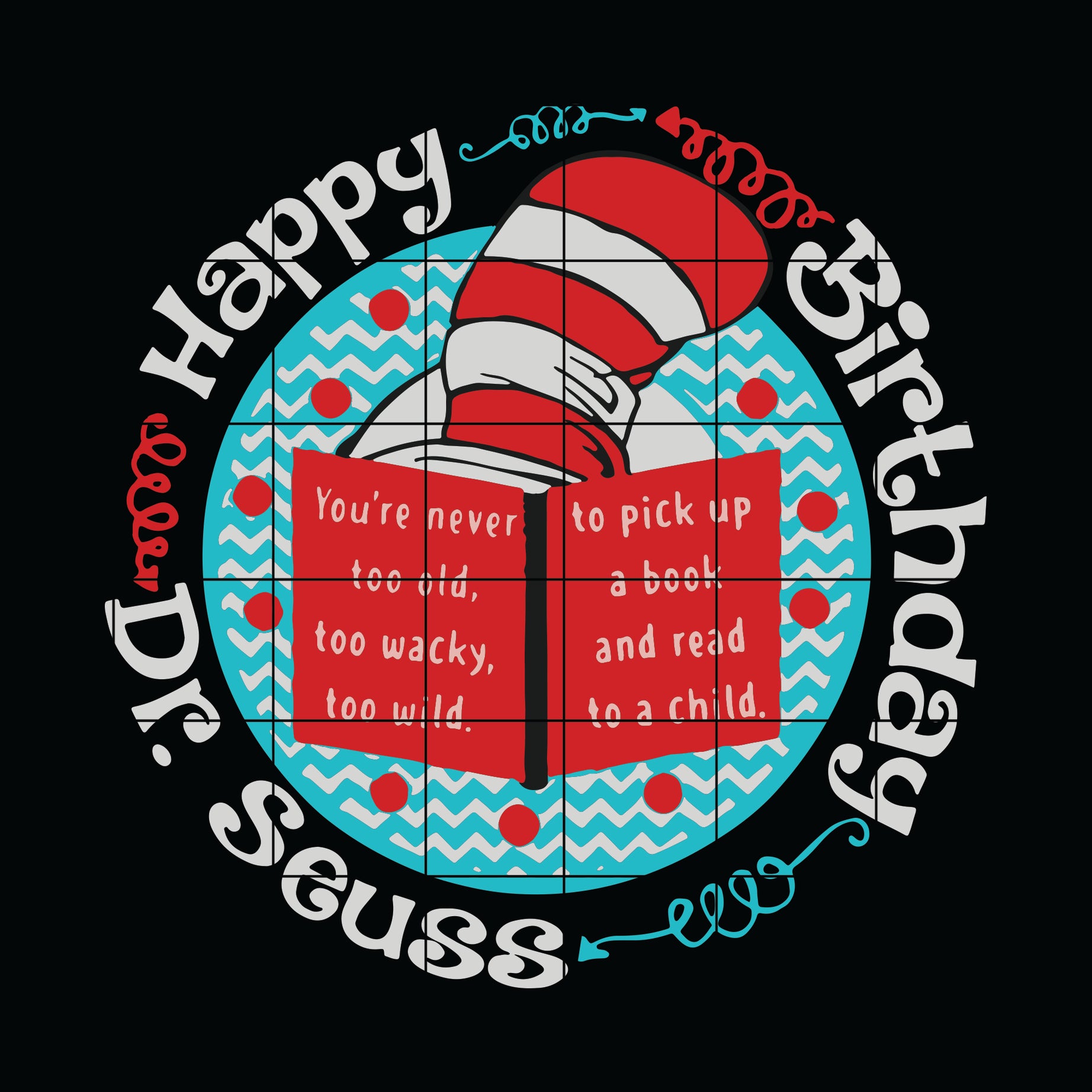 Happy birthday Dr seuss svg, Seuss Hat svg, Dr Seuss Face svg, Cat in the Hat svg, dr svg, png, dxf, eps digital file DR0501218