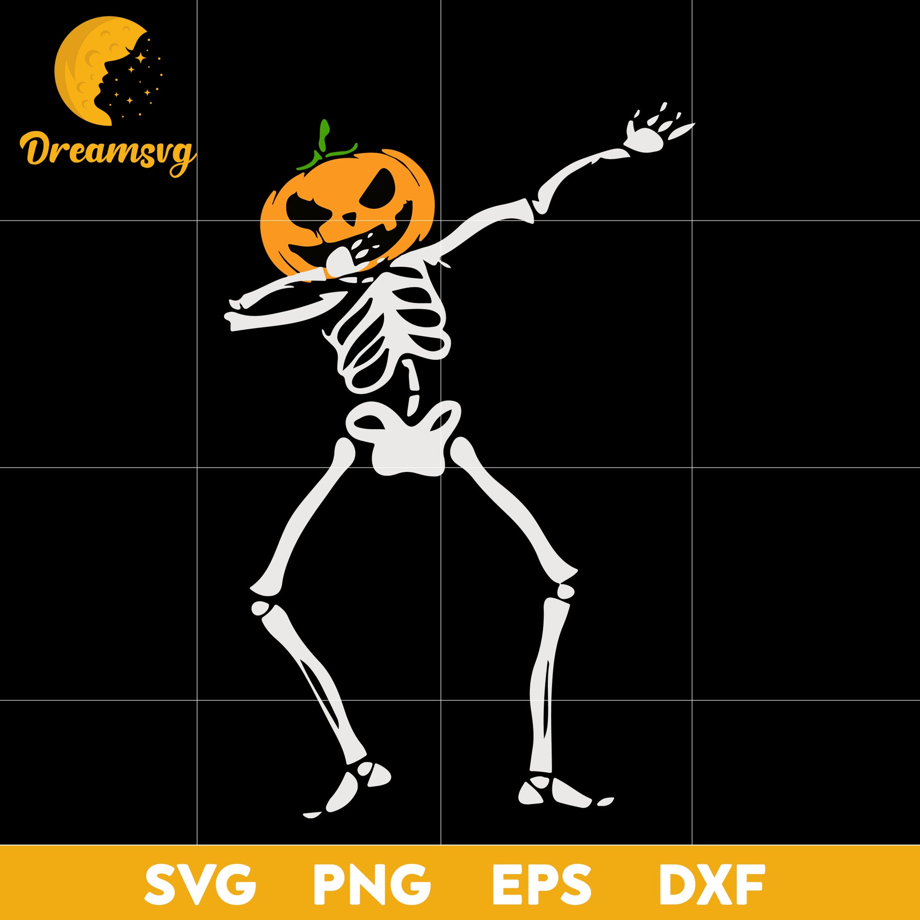 Dabbing Skeleton Pumpkin Halloween svg, Halloween svg, png, dxf, eps digital file.