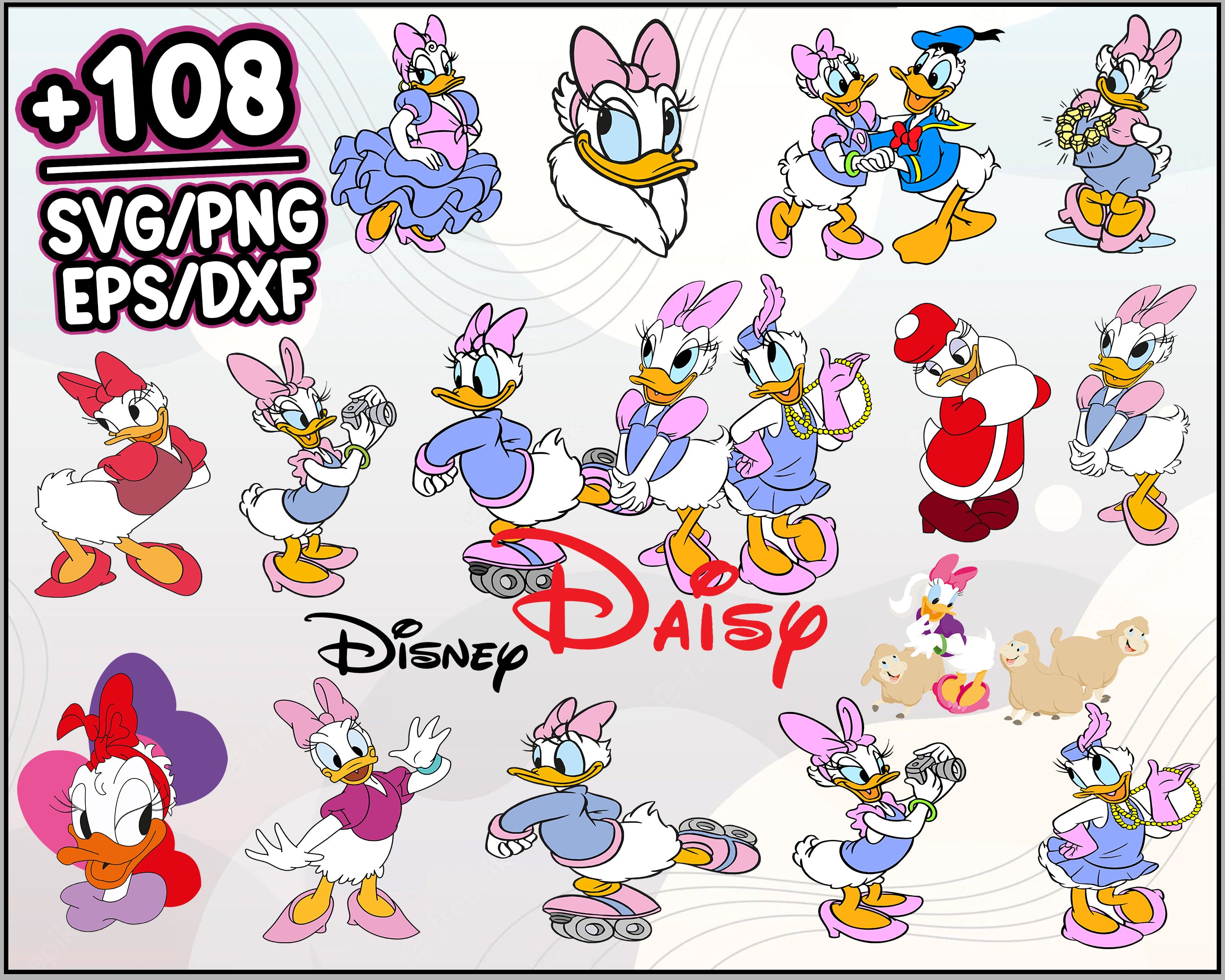 Daisy Duck SVG Bundle, daisy duck cricut, daisy duck layered svg, digi ...