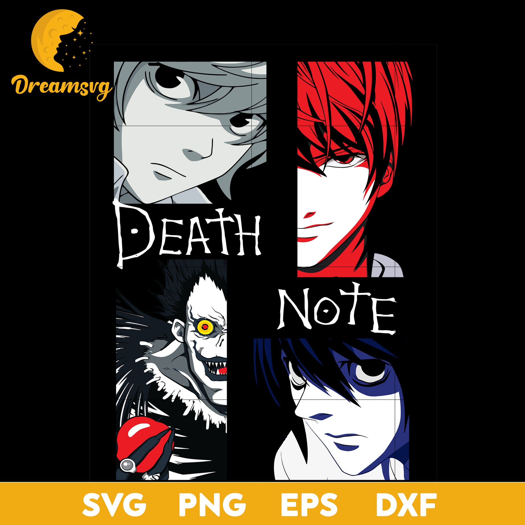 Death Note Svg, Manga Svg, Japanese Anime Manga Svg, Yagami Raito Svg, Death Note Anime Svg, file for cricut, Anime svg, png, eps, dxf digital download