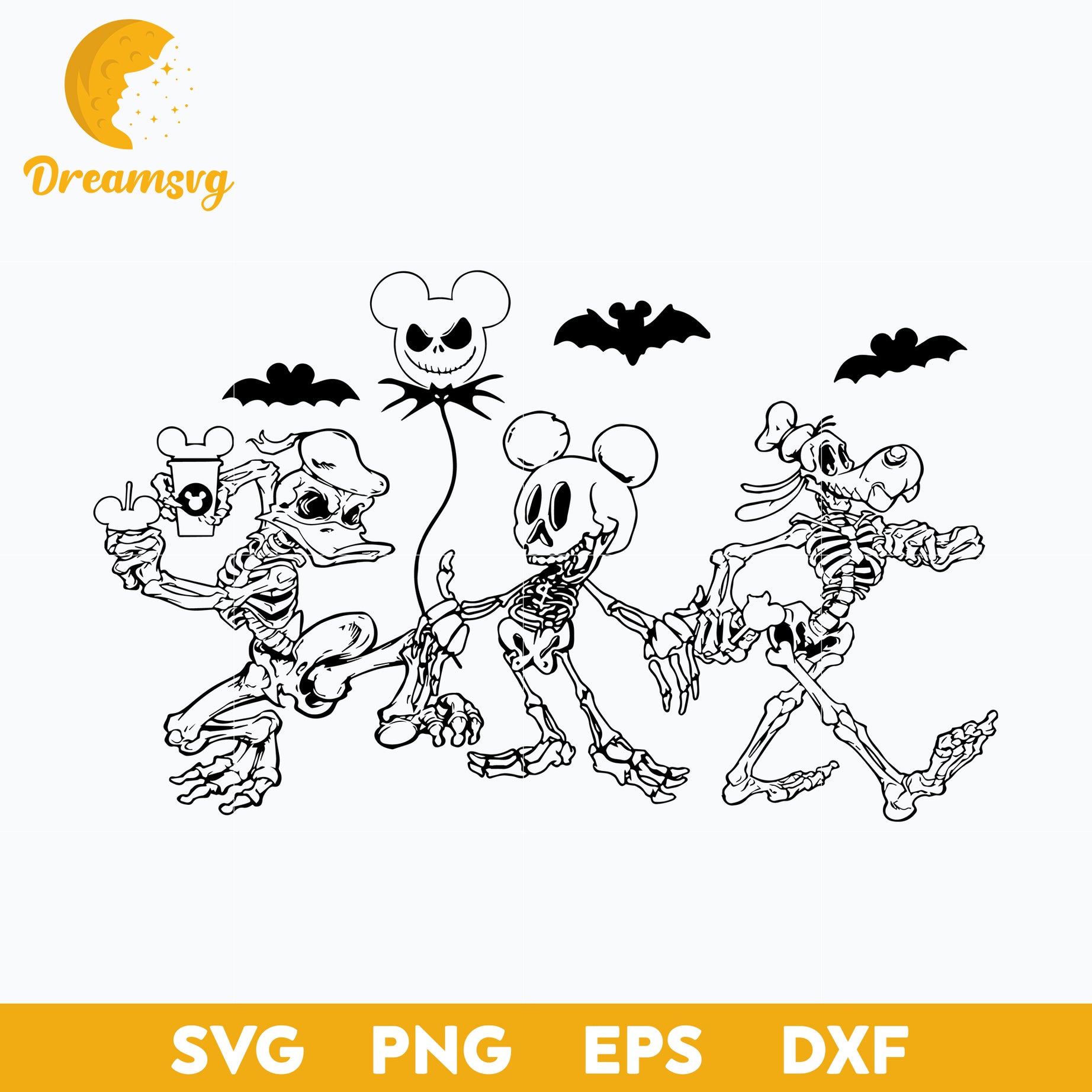 Disney Mickey Skeleton Halloween svg, Halloween svg, png, dxf, eps digital file.