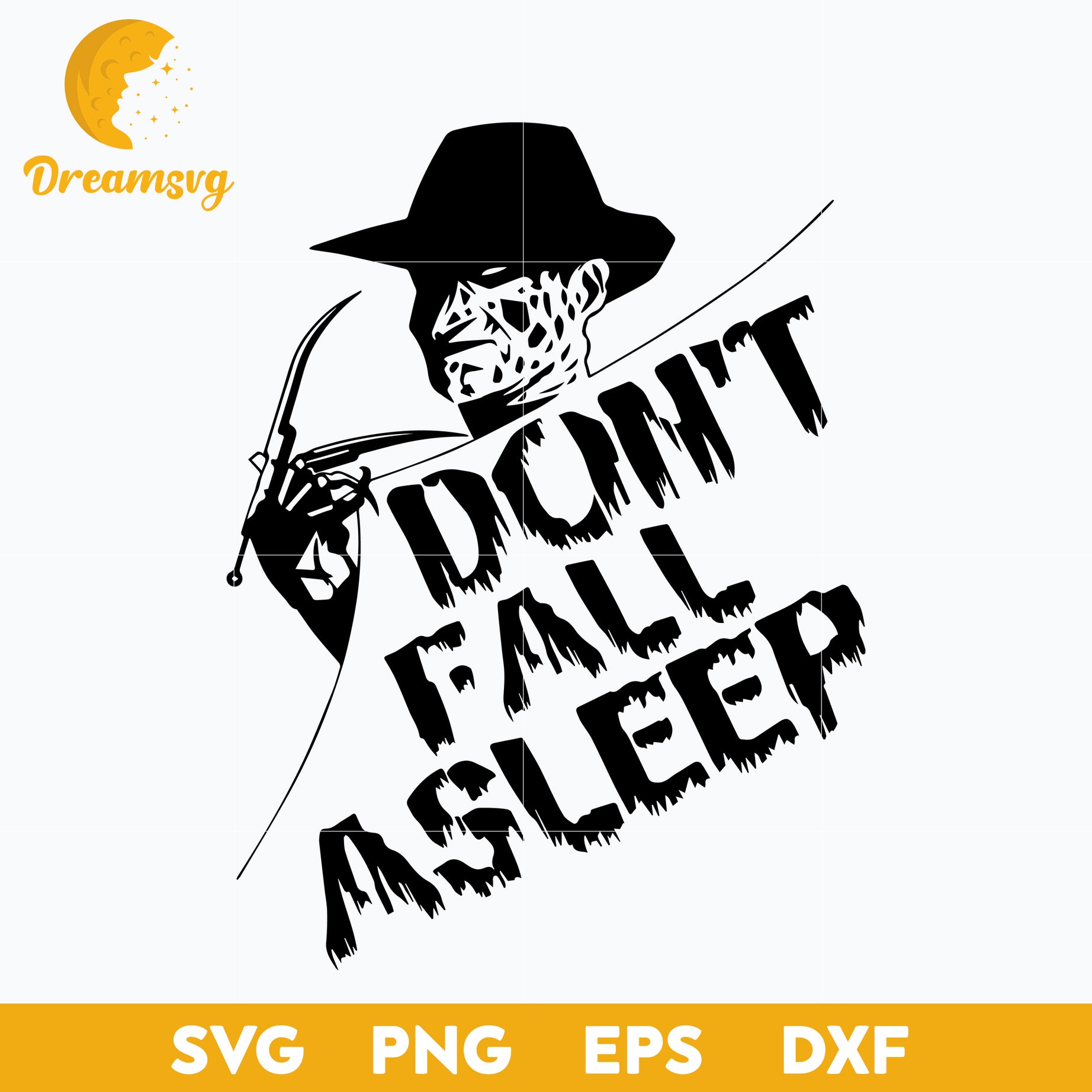 Don't fall asleep freddy svg, Halloween svg, png, dxf, eps digital file.