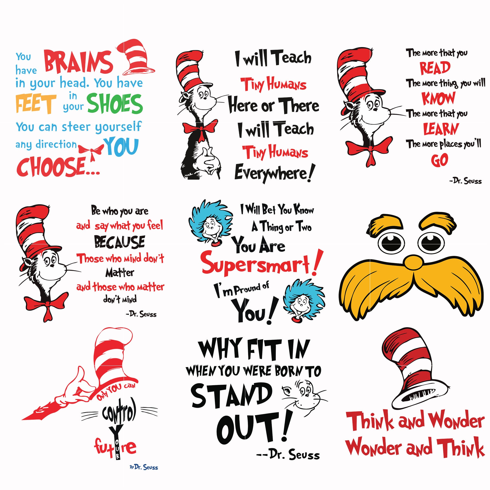 Dr seuss bundle svg, dr seuss svg, lorax svg, one fish two fish dr seu ...