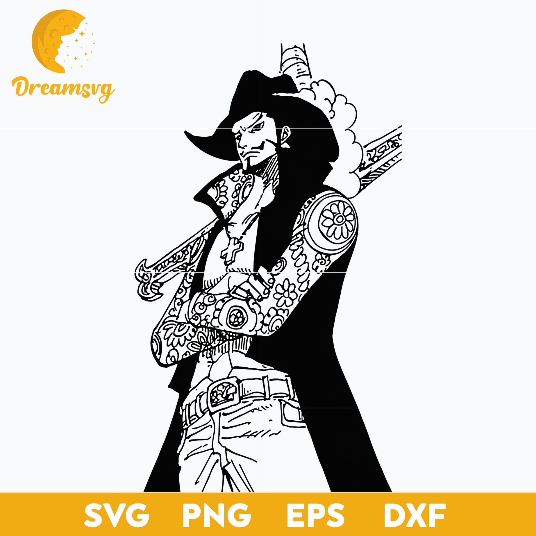 Dracule Mihawk Svg, One Piece Svg, Anime Cartoon Svg, Anime Lover Svg, file for cricut, Anime svg, png, eps, dxf digital download