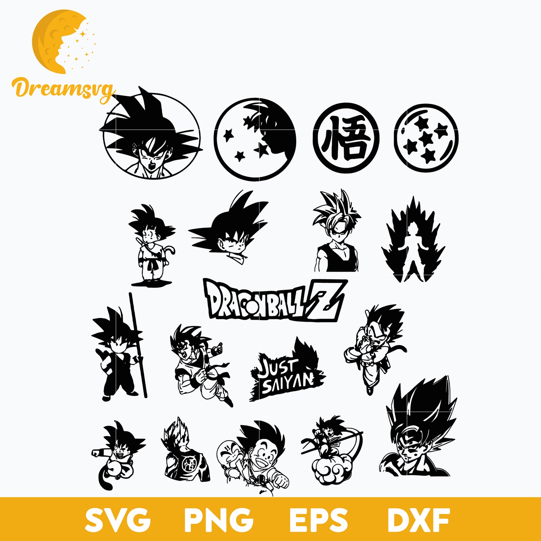 Dragon Ball Bundle Svg, Goku Png Goku Svg, Dragonball Svg, Dragon Ball Z Svg, Super Saiyan Svg, file for cricut, Anime svg, png, eps, dxf digital download