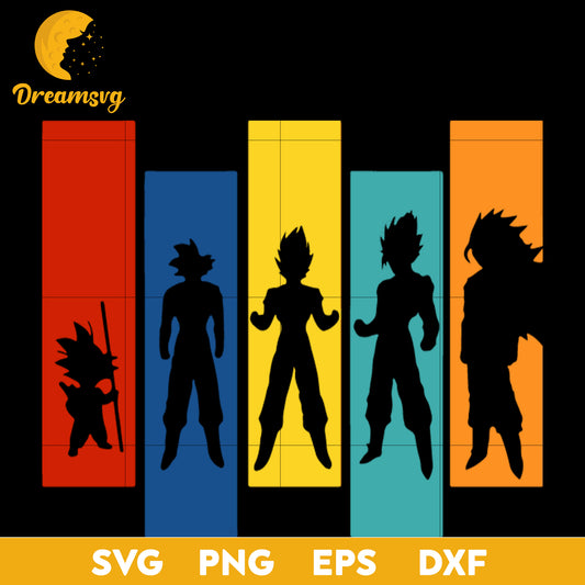 Dragon Ball Characters Svg, Saiyan Svg, Dragon Ball Svg, Anime Manga Svg, file for cricut, Anime svg, png, eps, dxf digital download