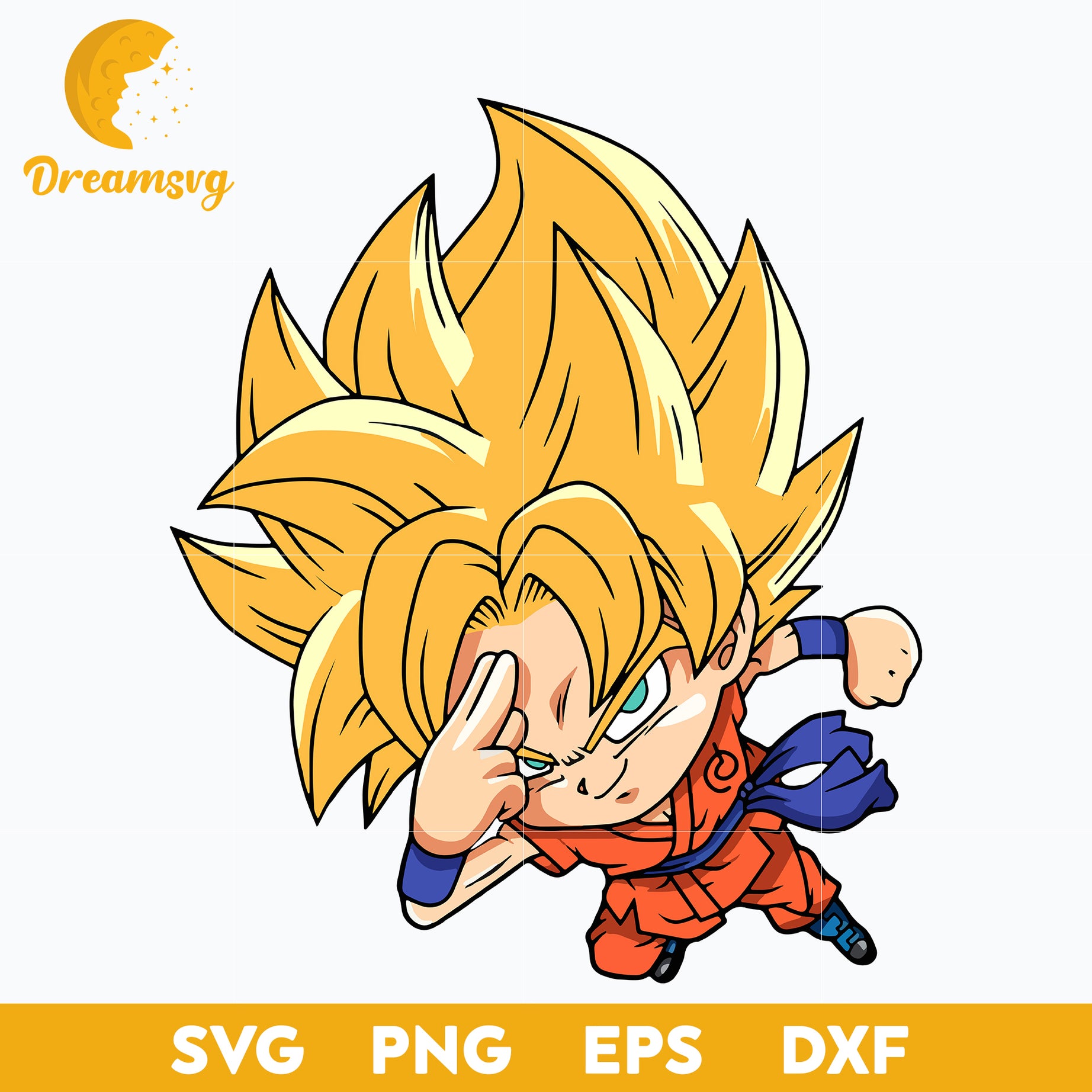 Dragon Ball Goku Chibi Svg, Goku Super Saiyan Yellow Svg, Goku Chibi Svg, Dragon Ball Svg, file for cricut, Anime svg, png, eps, dxf digital download