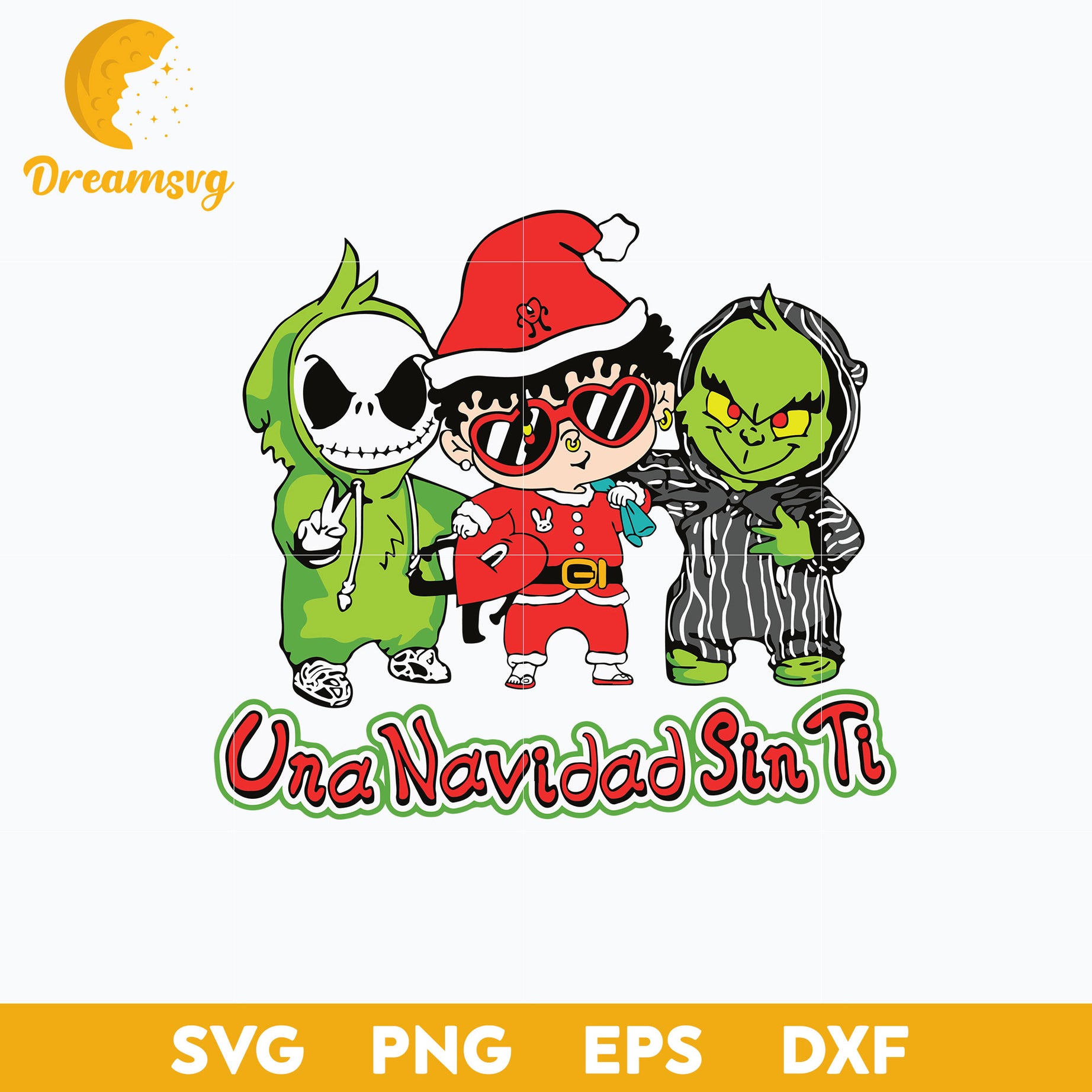 Una Navidad Sin Ti  Christmas SVG, Jack Bad Bunny Grinch Christmas SVG.