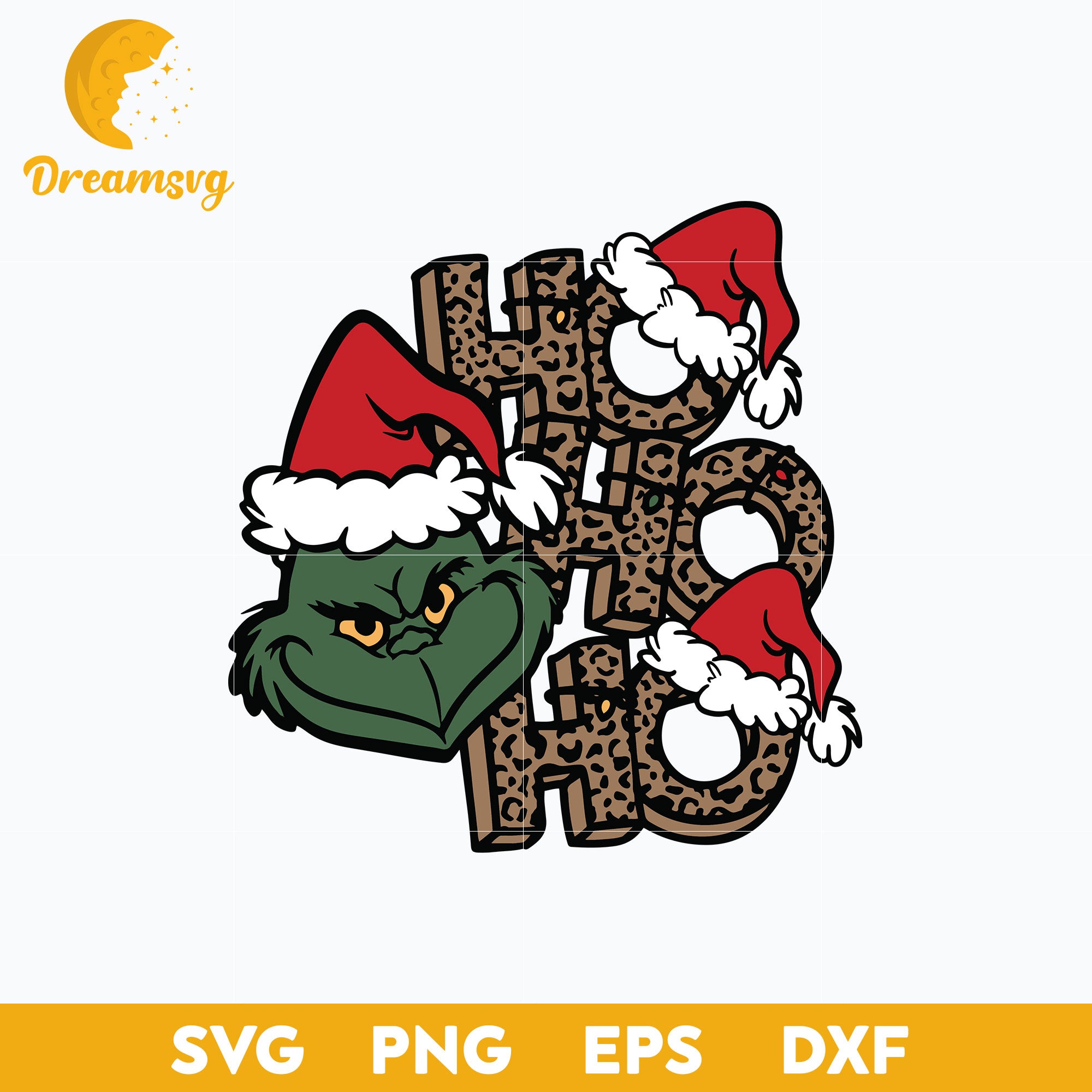 Ho Ho Ho Grinch Face Santa Hat Christmas SVG, Christmas SVG.