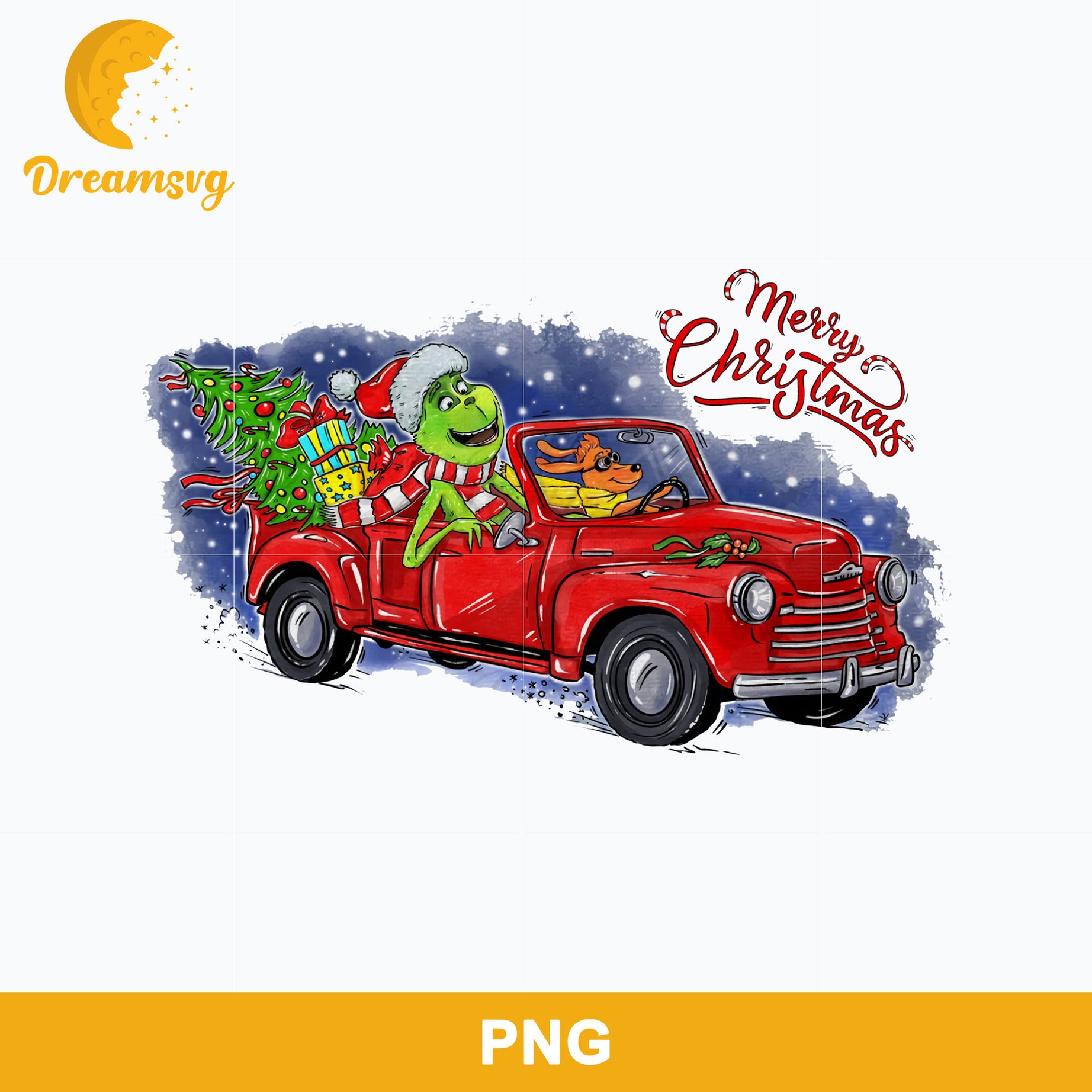 Grinch Truck Merry Christmas Tree PNG, Grinch Christmas PNG.