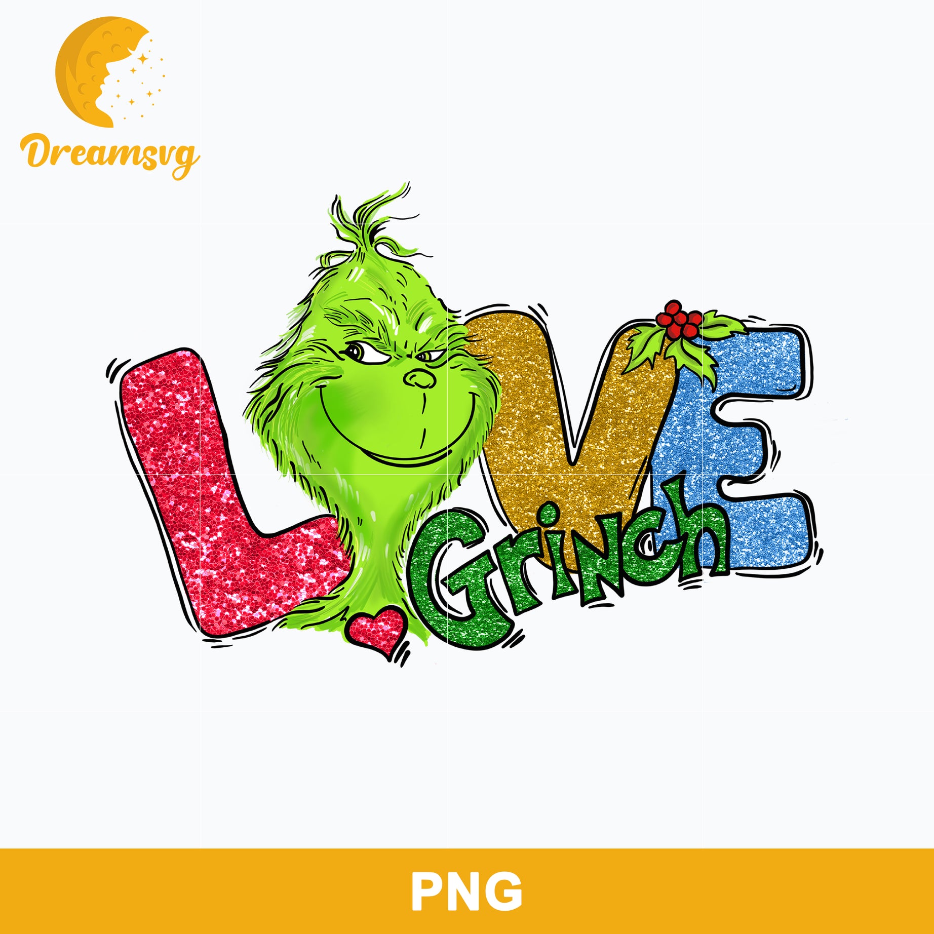 Love Grinch PNG, Grinch Christmas PNG Digital File.