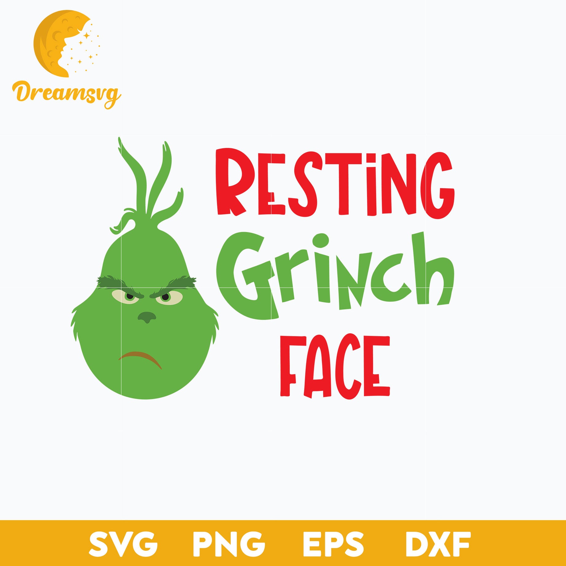 Resting Grinch Face SVG, Christmas SVG, PNG DXF EPS Digital File.