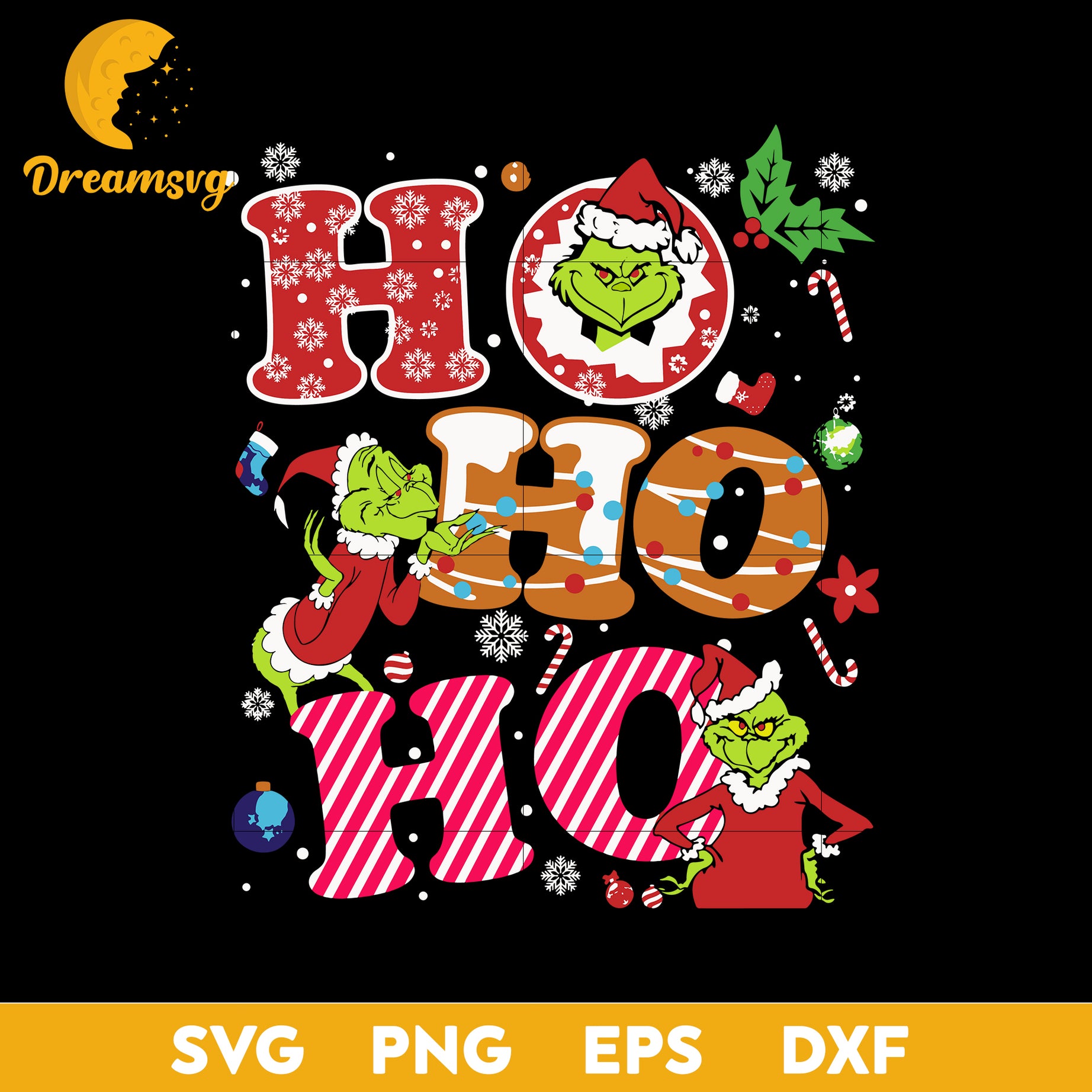 Ho Ho Ho The Grinch Christmas SVG, Christmas SVG PNG DXF EPS File.
