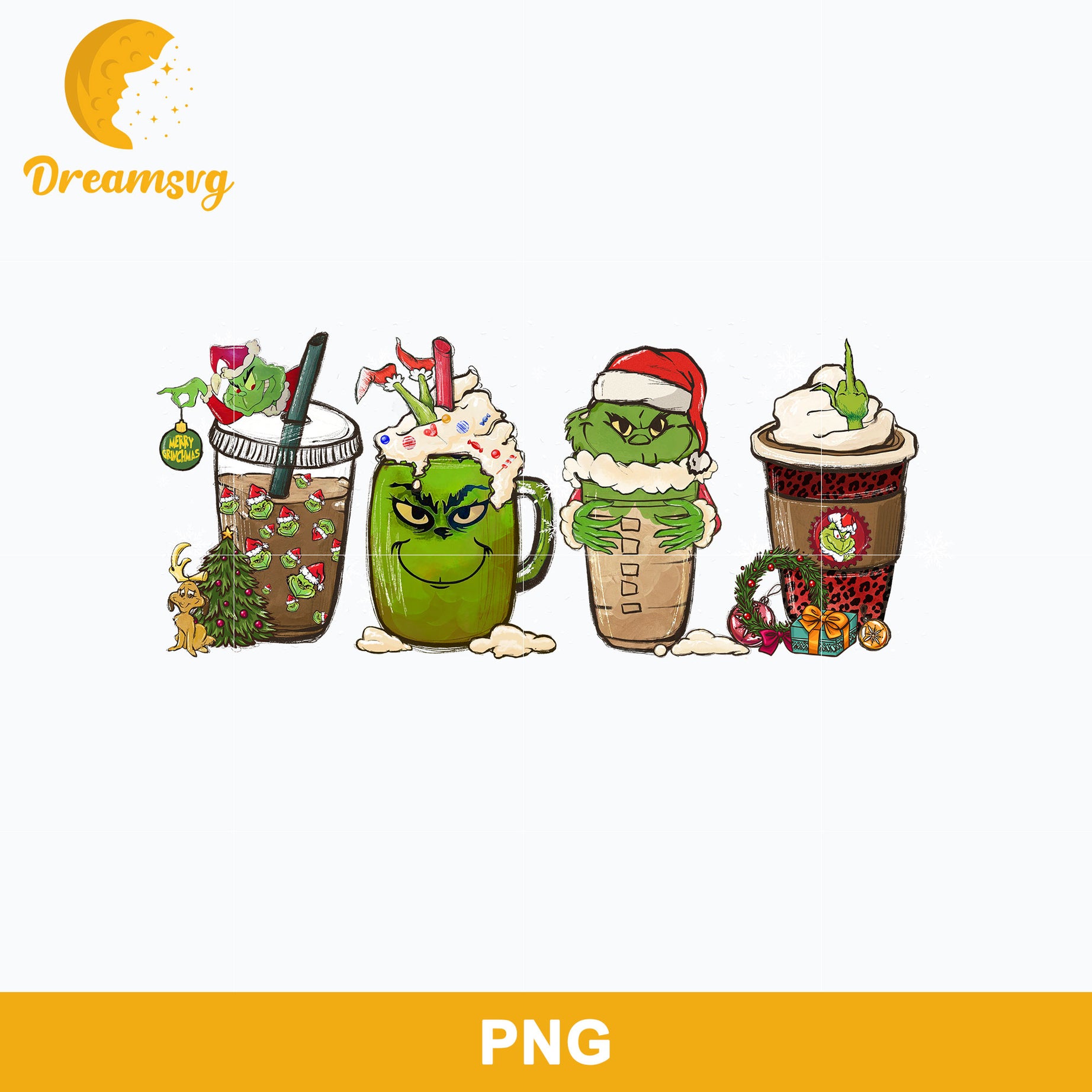 Grinch Coffee Drink Christmas PNG, Grinch Christmas PNG, Christmas PNG