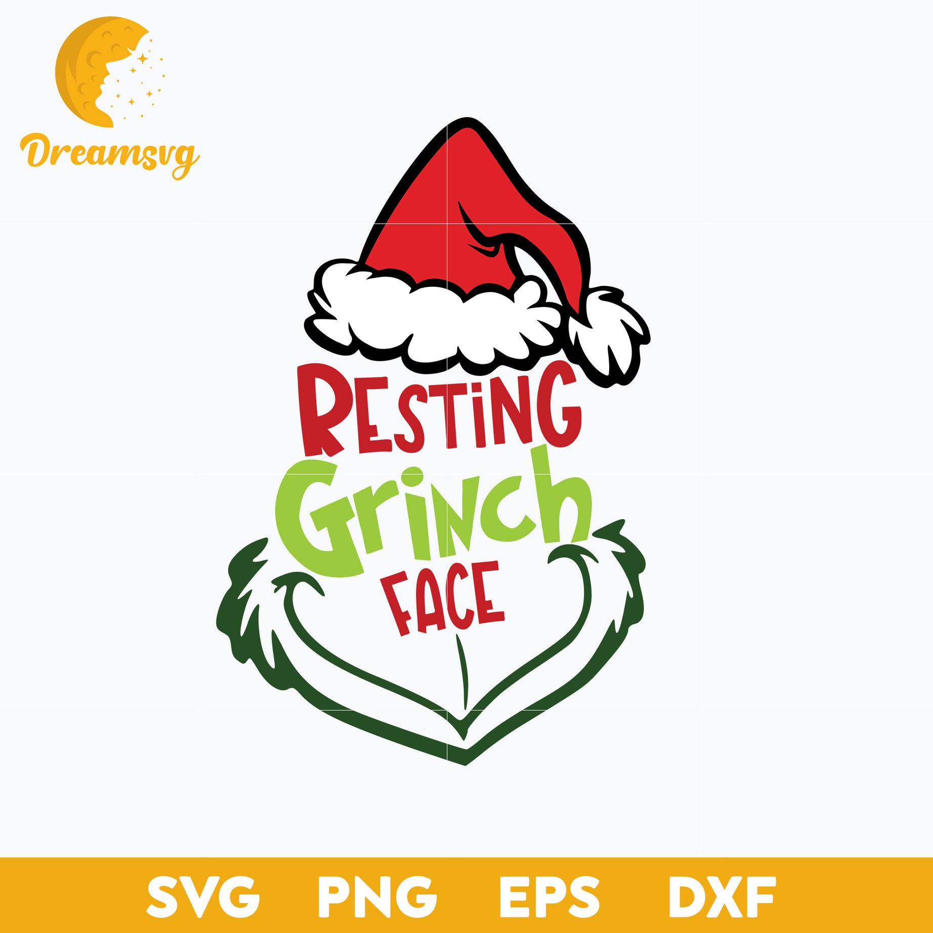 Resting Grinch Face SVG, Christmas SVG, PNG DXF EPS Digital File.