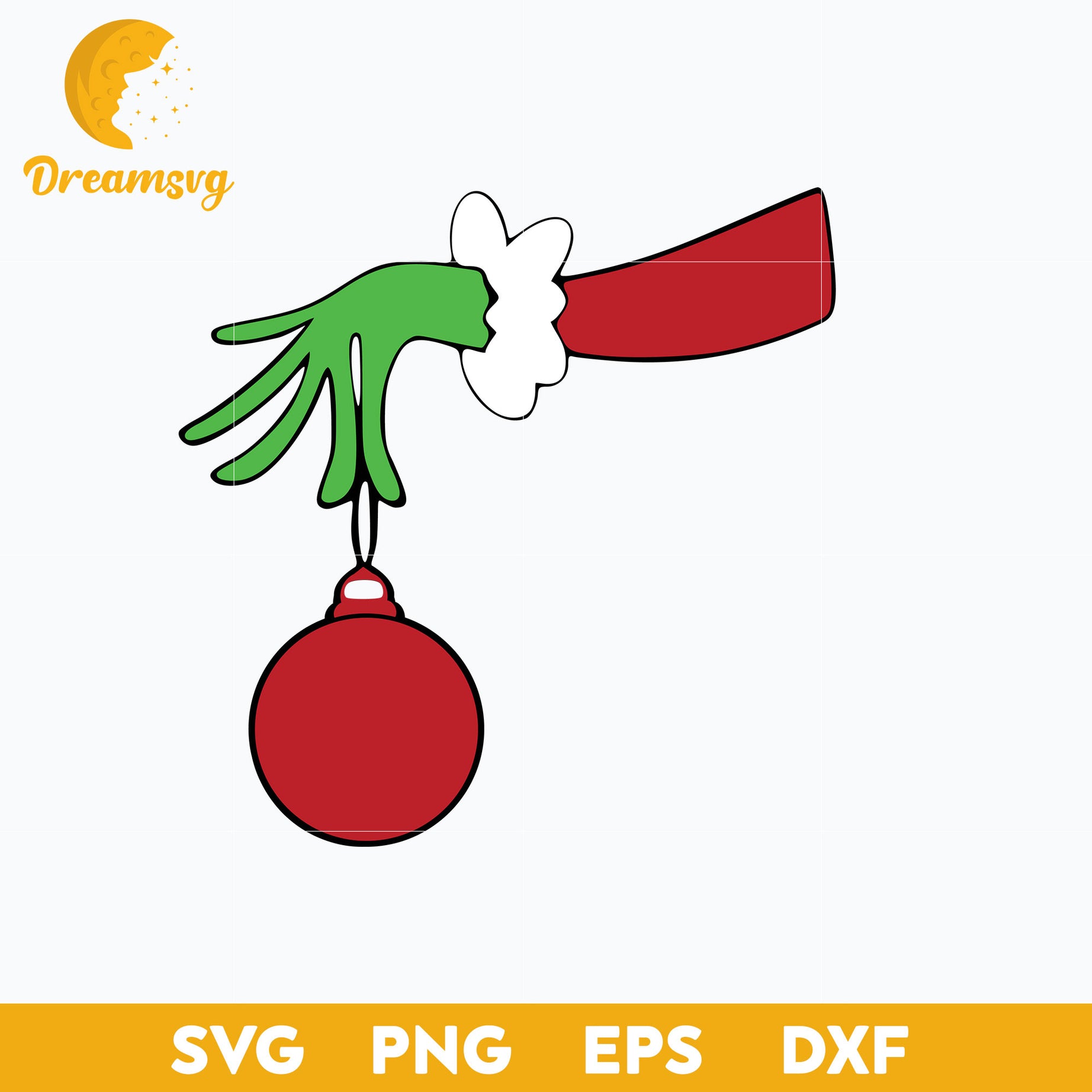 Grinch Hand Ornament SVG, Christmas SVG, PNG DXF EPS Digital File.