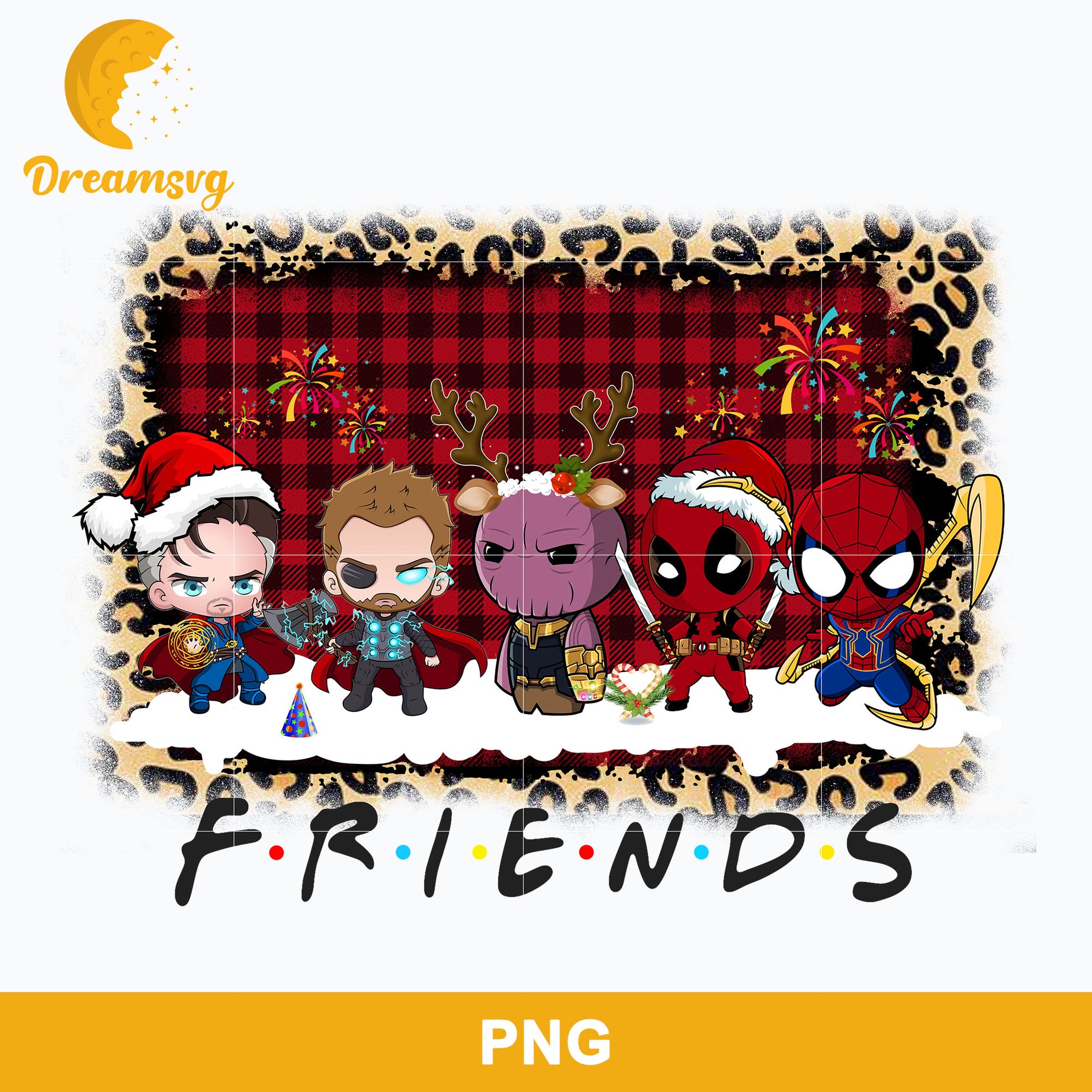 Friends Superhero PNG, Superhero Christmas PNG, Christmas PNG File.